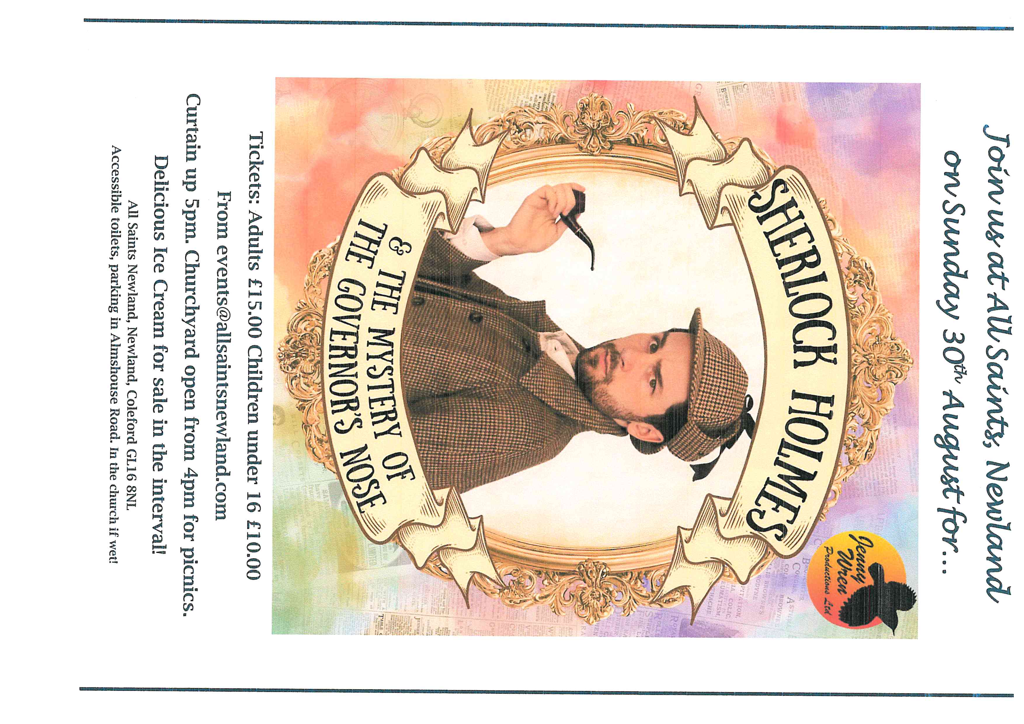 Sherlock Holmes @ All Saints, Newland. 30th August 5pm. Tickets £15 from events@allsaintsnewland.com